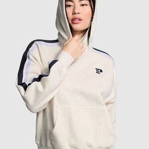 Victoria Secret PINK Heather Oatmeal Beige Pullover Fleece Hoodie Size M